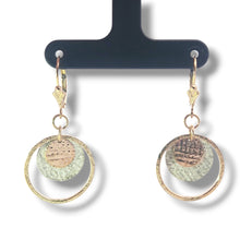 Load image into Gallery viewer, 3 Tone Sterling, GP and 9k Circle Textured Earrings