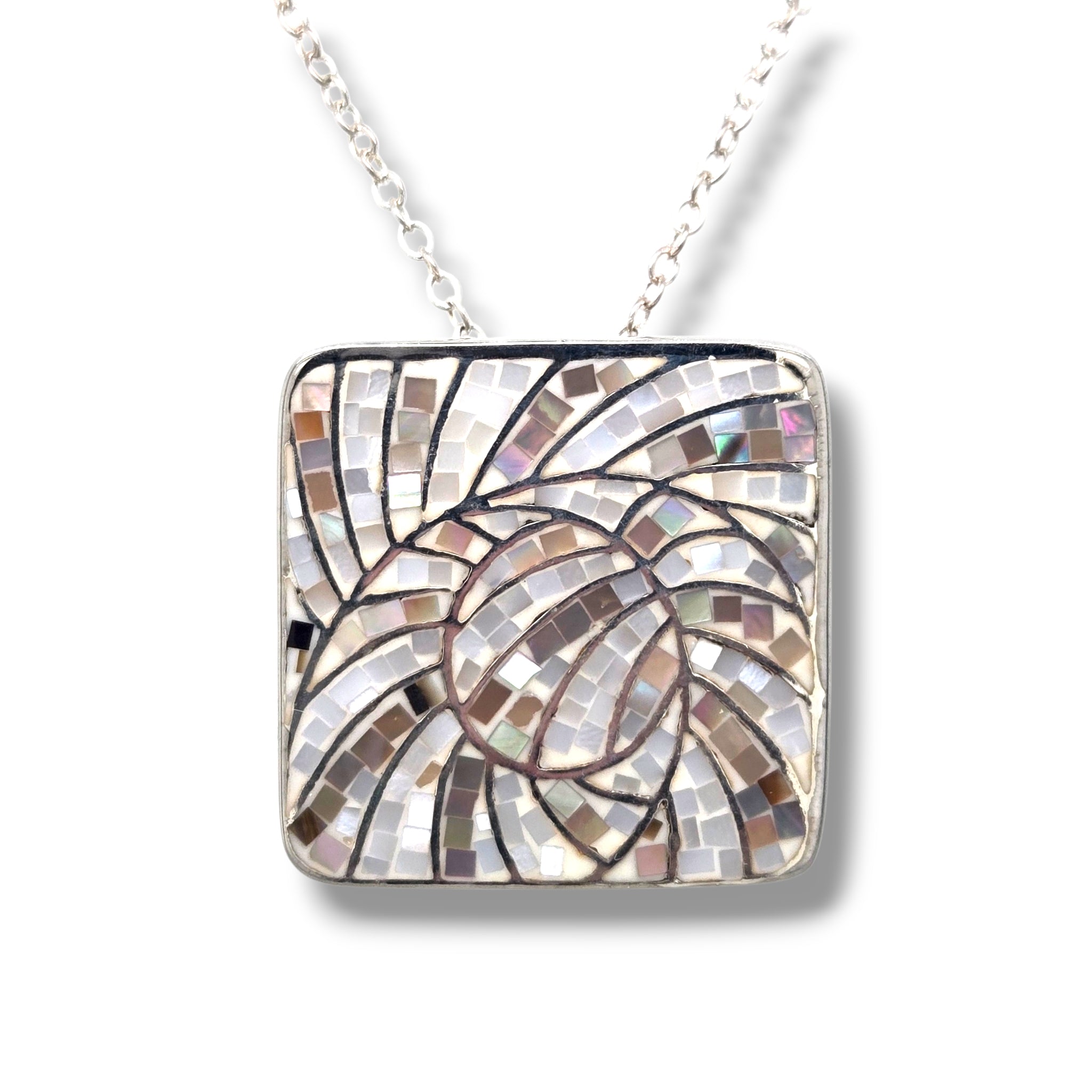 Sterling Mosaic Pink Swirl Necklace