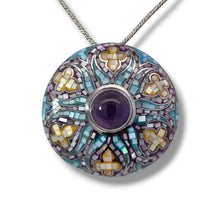 Load image into Gallery viewer, Sterling MOP Mosaic and Amethyst Mandala Necklace