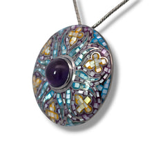 Load image into Gallery viewer, Sterling MOP Mosaic and Amethyst Mandala Necklace