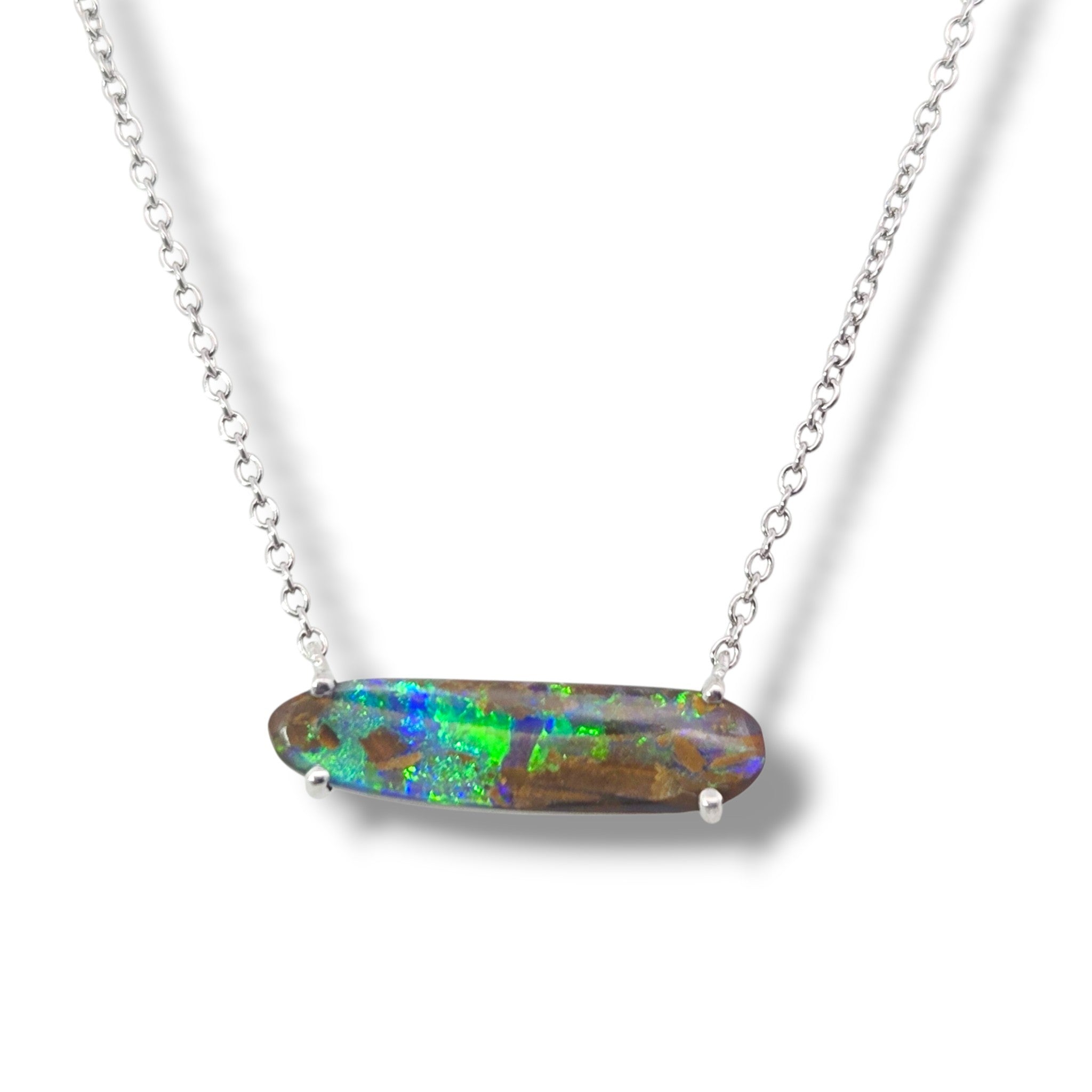 Australian Boulder Opal Sterling Silver Necklace