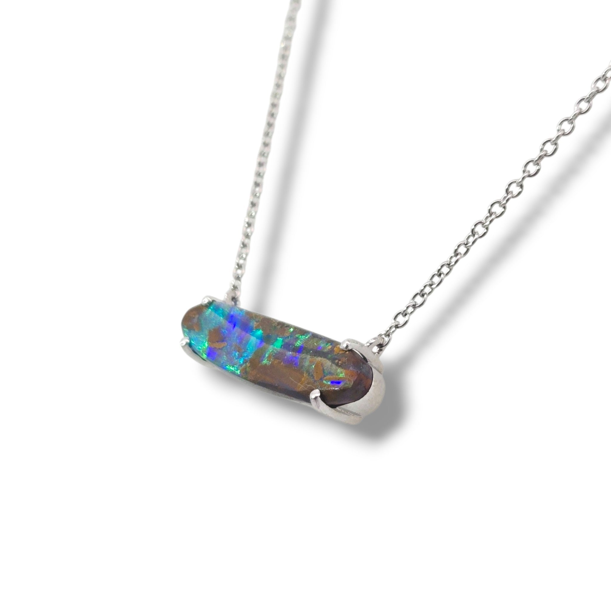 Australian Boulder Opal Sterling Silver Necklace