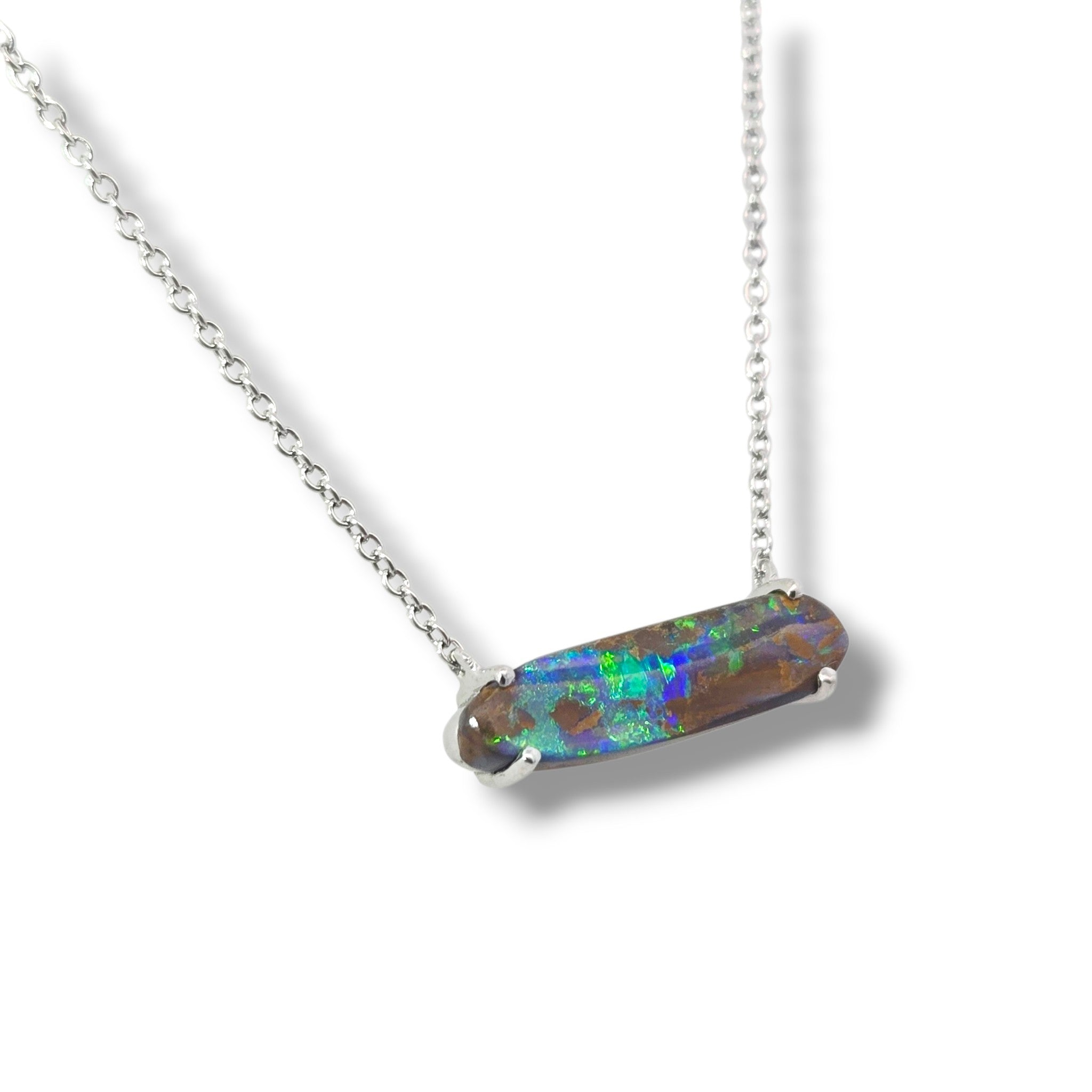 Australian Boulder Opal Sterling Silver Necklace