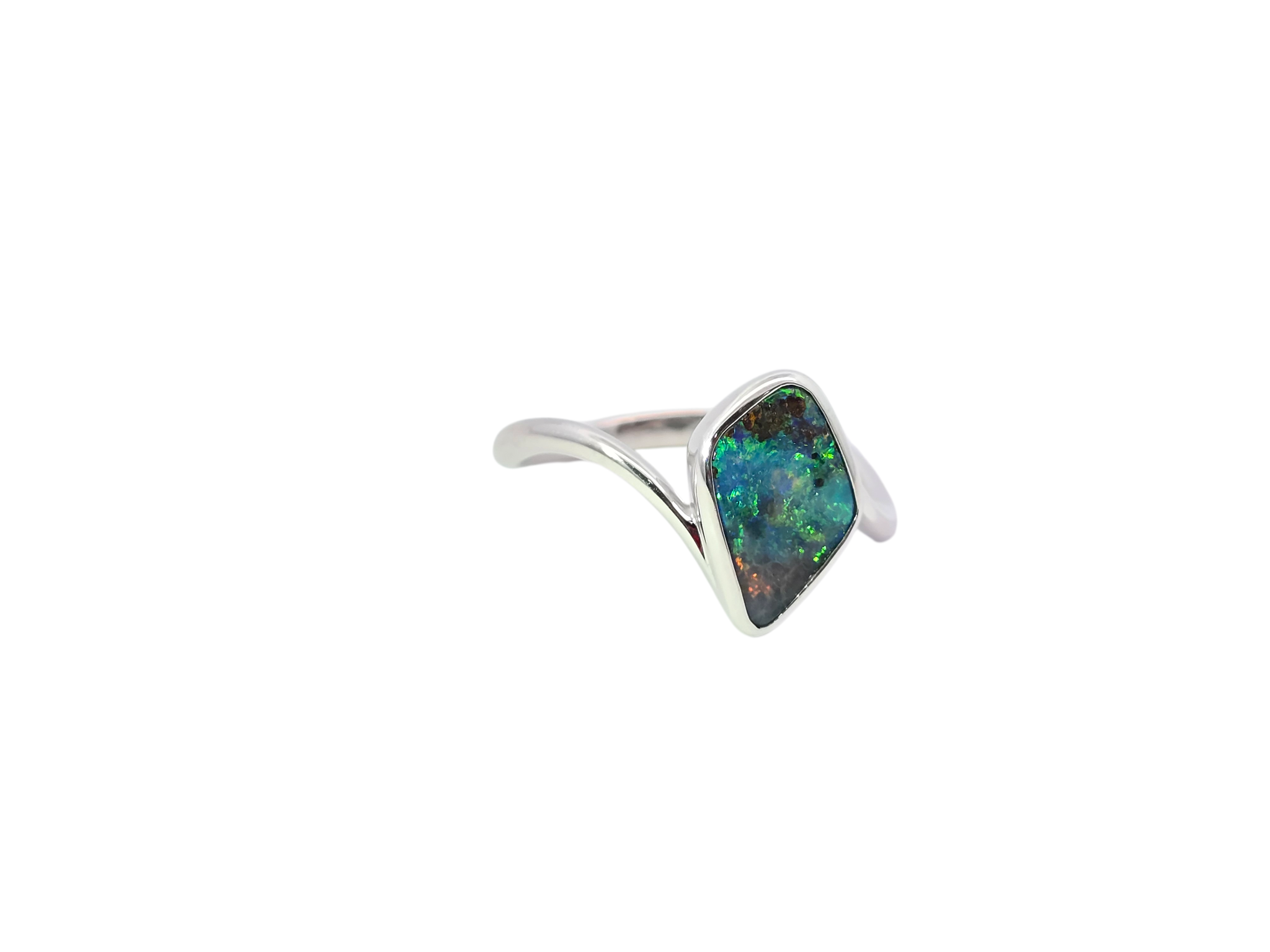 Australian Boulder Opal Sterling Silver Ring