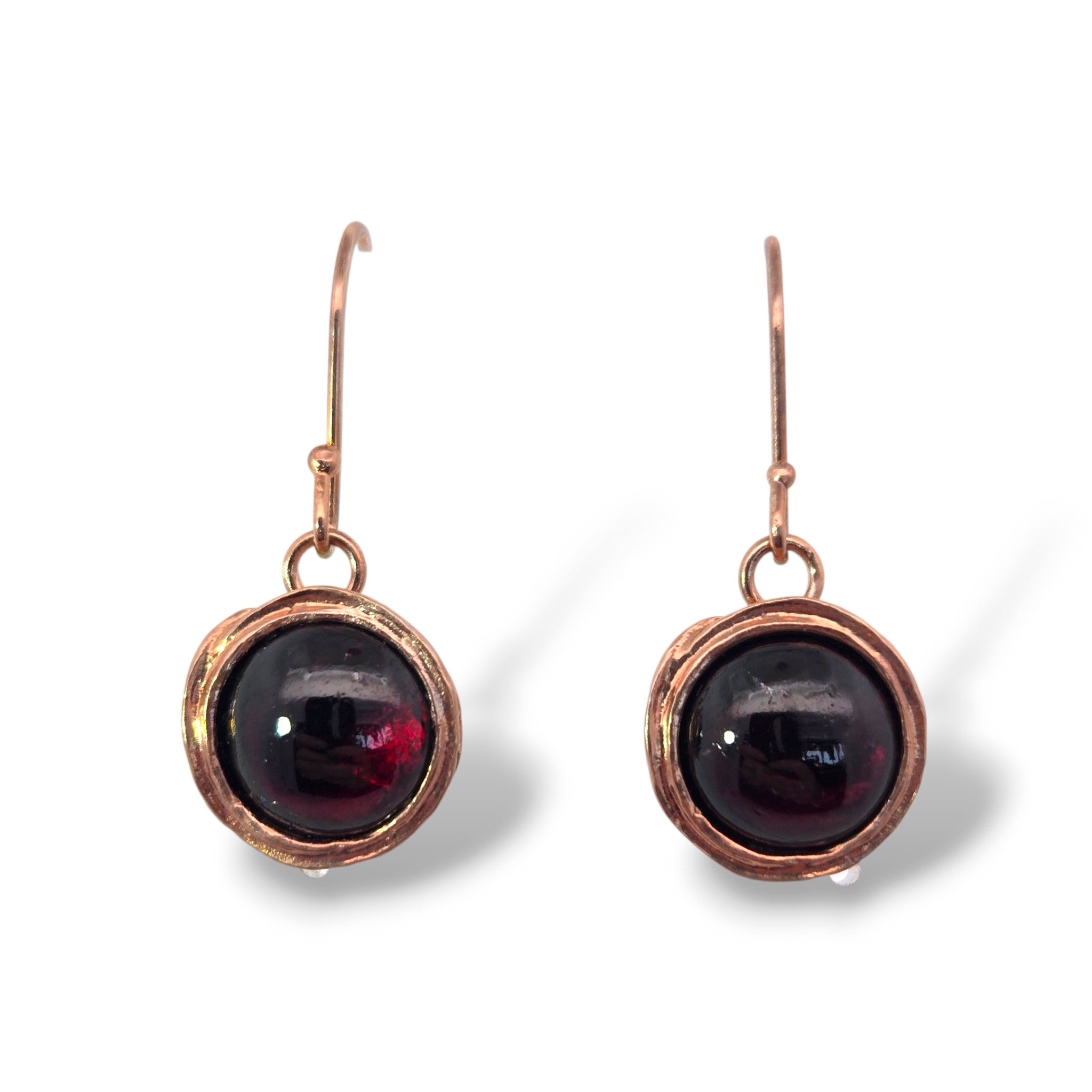 Sterling Rose Gold Plated Garnet Earrings