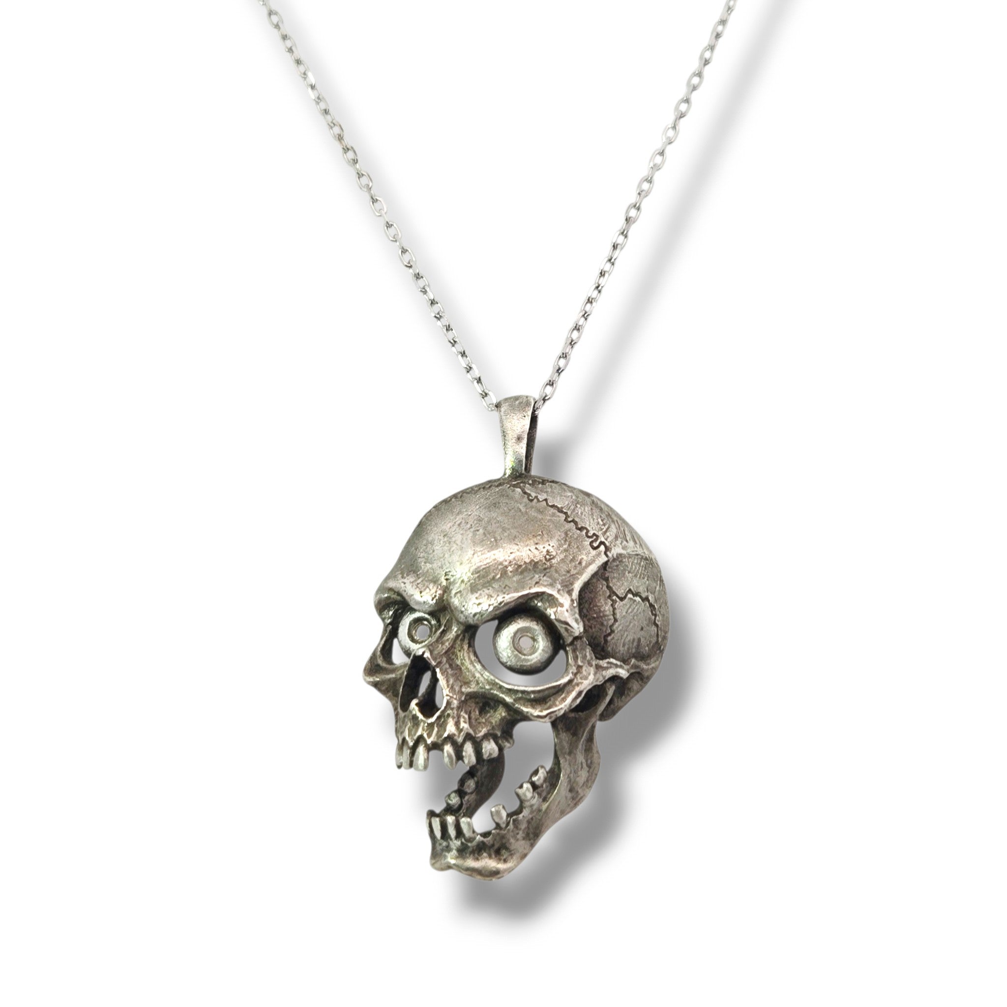 Screaming Skull Sterling Necklace