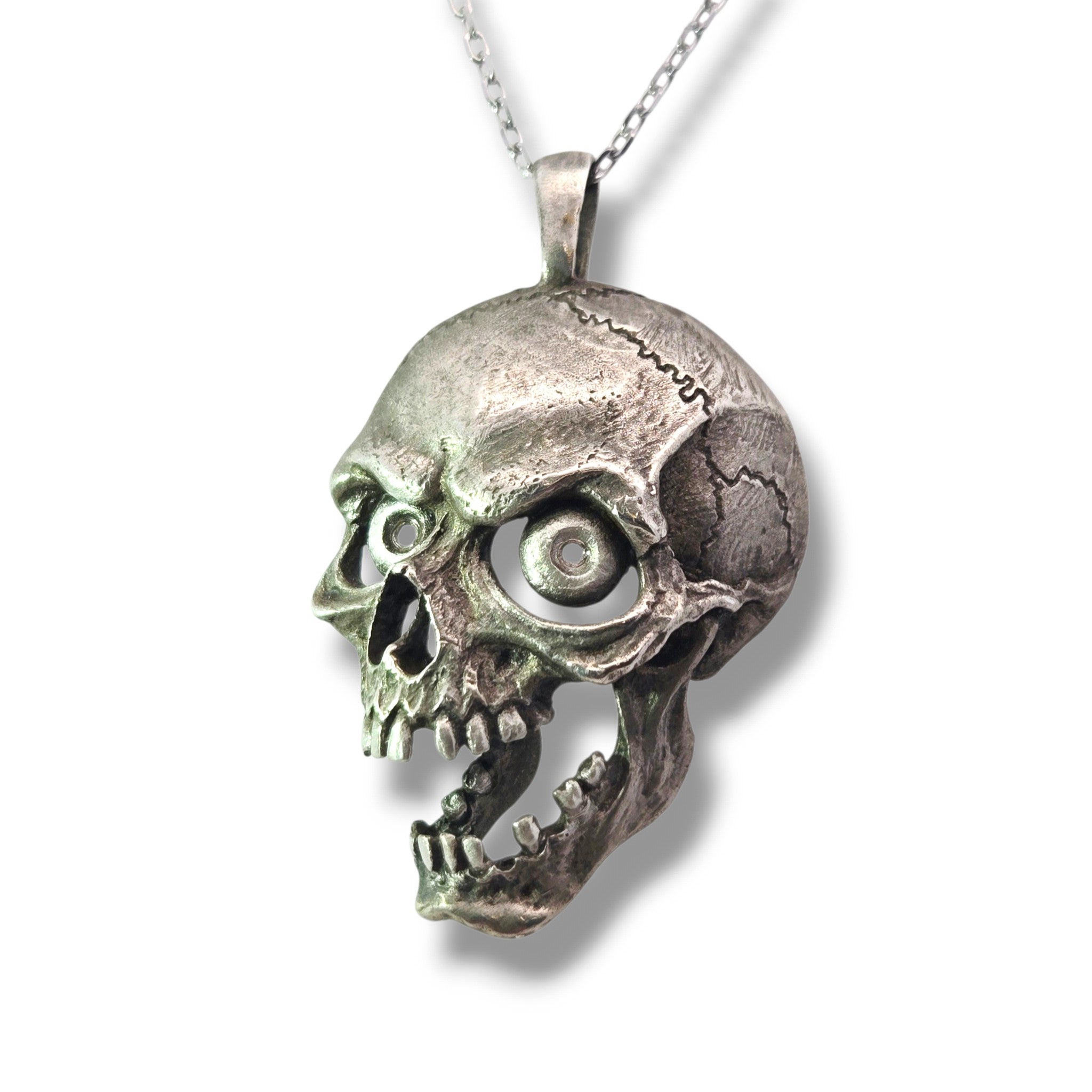 Screaming Skull Sterling Necklace