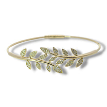 Load image into Gallery viewer, 14k Yellow Flexible Diamond Leaf Bangle