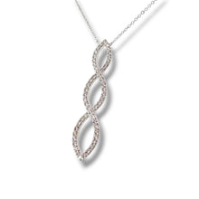 Load image into Gallery viewer, 14k White Gold Diamond Triple Infinity Twist Necklace