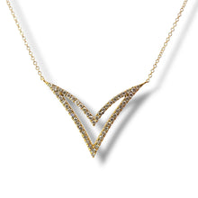 Load image into Gallery viewer, 14k Diamond V Necklace
