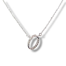 Load image into Gallery viewer, 14k White Gold Diamond Oval Necklace