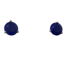 Load image into Gallery viewer, 2.85 CTW Blue Lapis Lazuli Faceted Round Earrings in 14k White Gold Martini Baskets