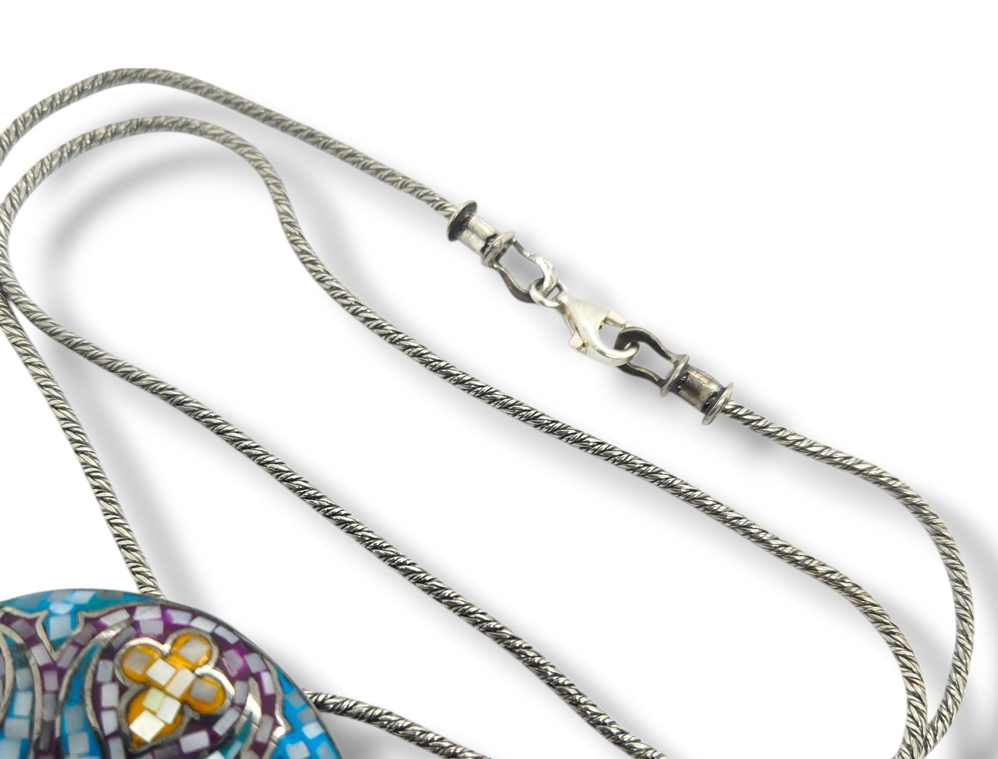 Sterling MOP Mosaic and Amethyst Mandala Necklace