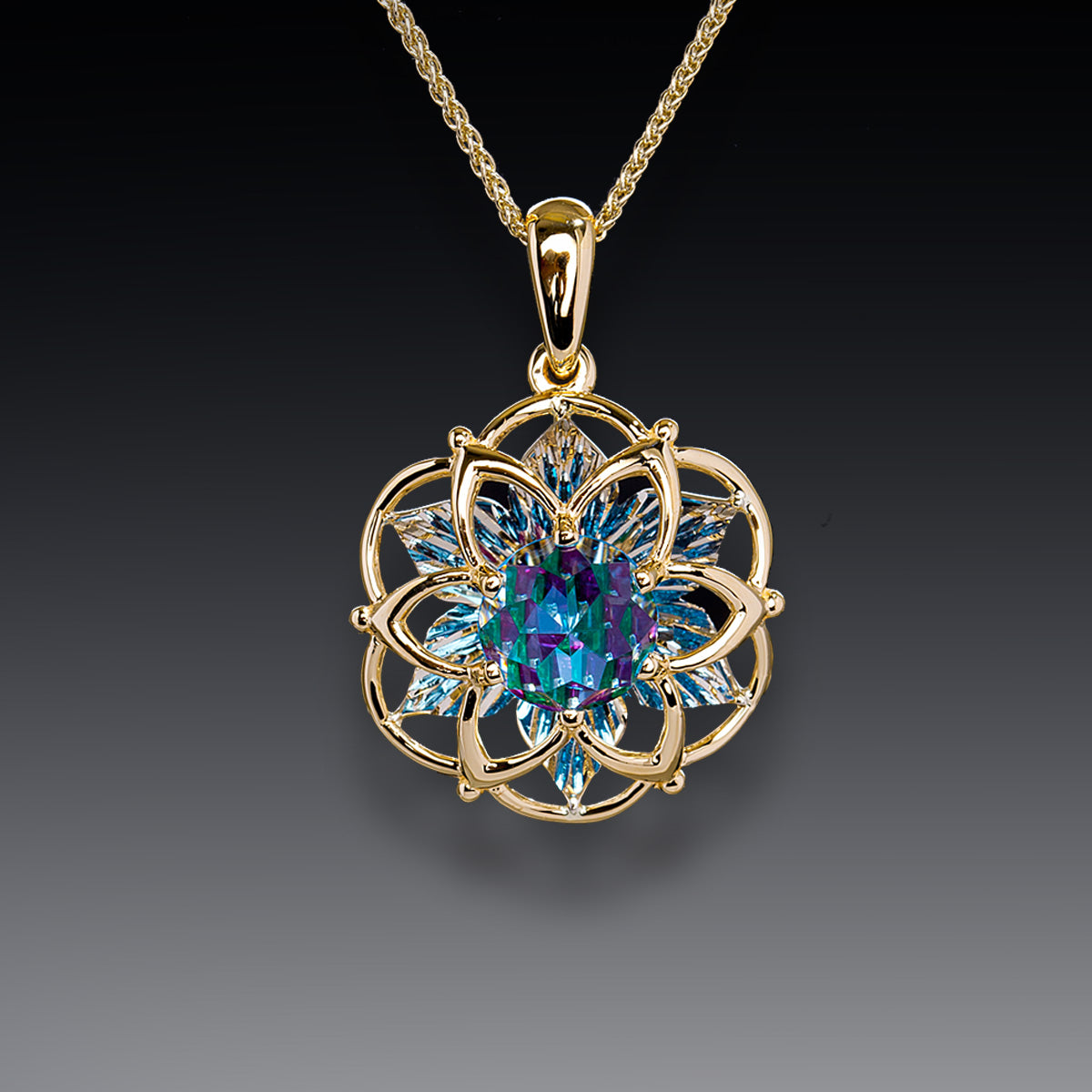 Blue Topaz DavinChi Cut Pendant