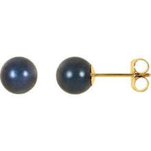 Load image into Gallery viewer, 14K Yellow 6 mm Cultured Black Akoya Pearl Earrings