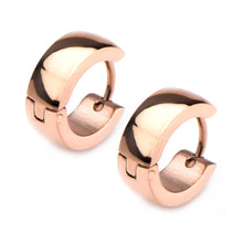 Load image into Gallery viewer, 9mm/5mm Rose Gold IP Huggies Earrings