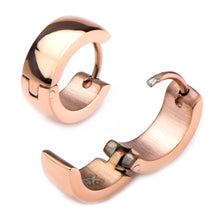 Load image into Gallery viewer, 9mm/5mm Rose Gold IP Huggies Earrings
