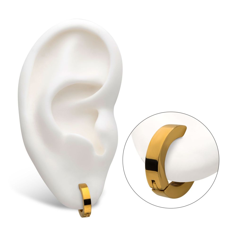 Gold Plated Plain Huggie Earrings