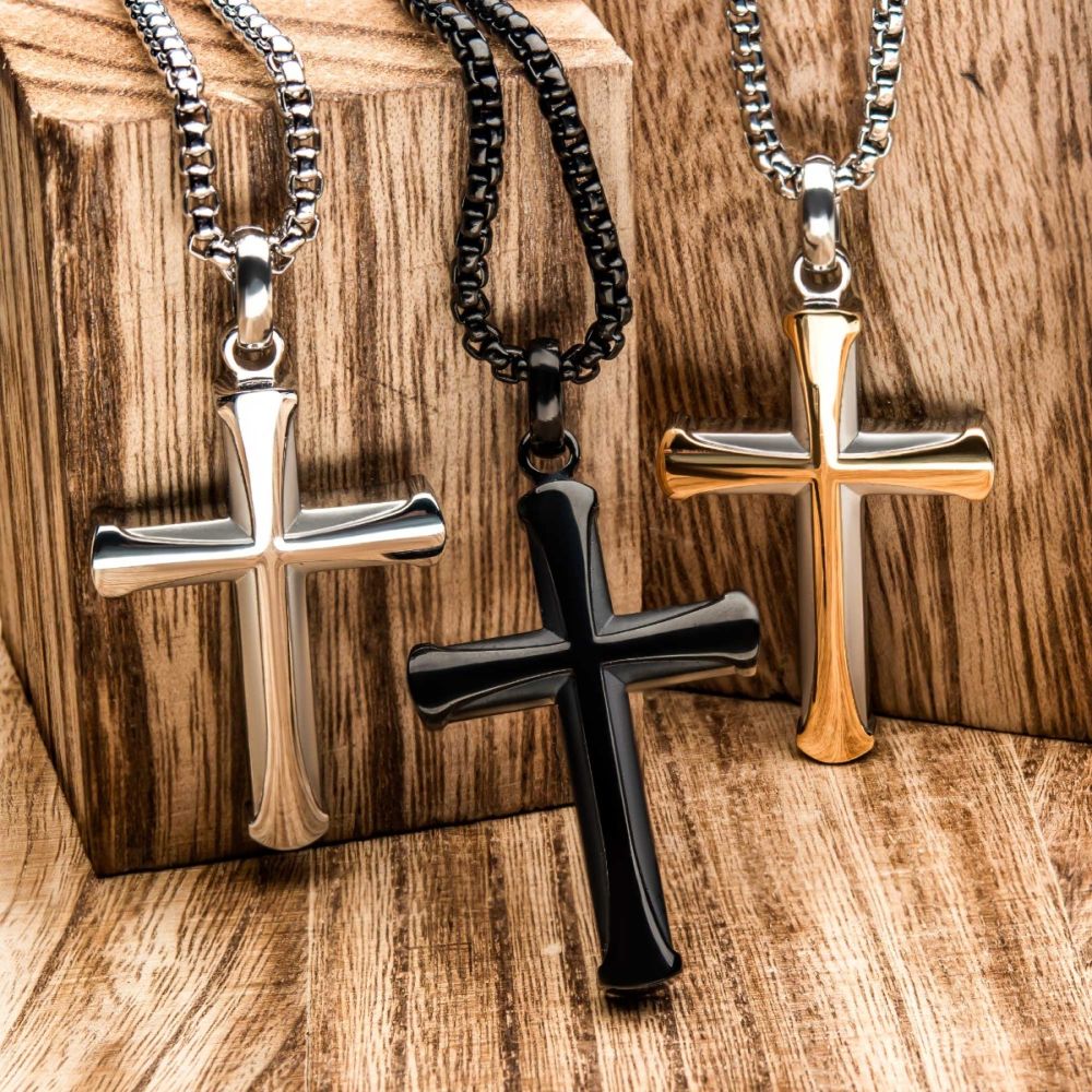 Stainless Steel Two-Tone Apostle Cross Pendant