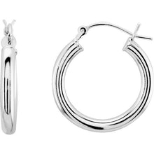 Load image into Gallery viewer, Sterling Silver Tube 23mm Hoop Earrings