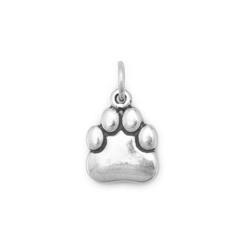 Oxidized Sterling Paw Print Charm