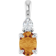 Load image into Gallery viewer, Sterling 6x4 mm Oval Amber Topaz and Lab Diamond Pendant