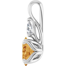 Load image into Gallery viewer, Sterling 6x4 mm Oval Amber Topaz and Lab Diamond Pendant