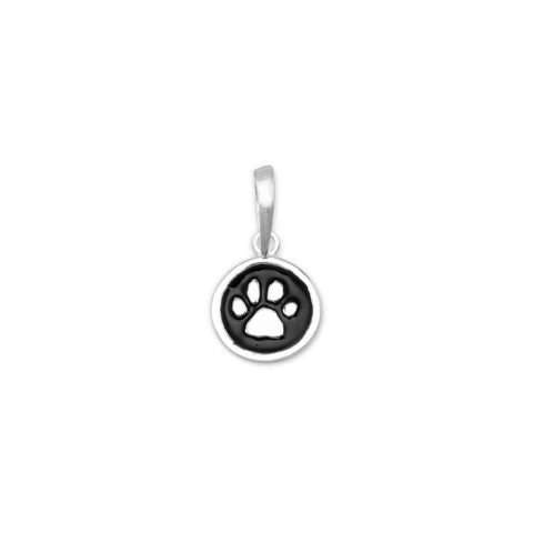 Sterling Black Enamel Paw Print Charm