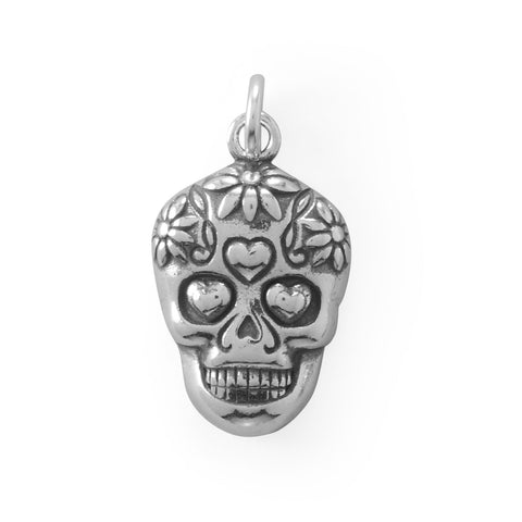 Oxidized Sugar Skull Charm