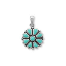 Load image into Gallery viewer, Reconstituted Turquoise Flower Pendant