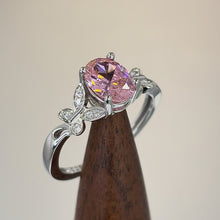 Load image into Gallery viewer, Sterling Silver Double Butterfly Pink Center Stone CZ Ring - 6