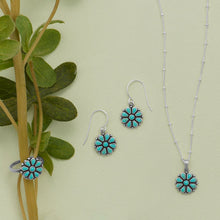 Load image into Gallery viewer, Reconstituted Turquoise Flower French Wire Earrings
