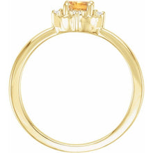 Load image into Gallery viewer, 14K Yellow Gold Natural Citrine &amp; .04 CT Natural Diamond Halo RIng