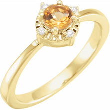 Load image into Gallery viewer, 14K Yellow Gold Natural Citrine &amp; .04 CT Natural Diamond Halo RIng