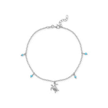 Load image into Gallery viewer, Sea Turtle and Reconstituted Turquoise Anklet