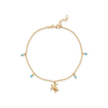 Load image into Gallery viewer, Sea Turtle and Reconstituted Turquoise Anklet