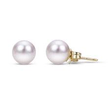 Load image into Gallery viewer, Crown Akoya Studs in 18K (Select MM Size &amp; Gold Color)