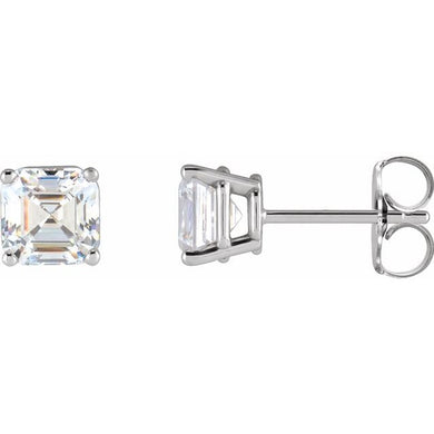 14K White 1/5 CTW Natural Diamond Asscher Cut Earrings