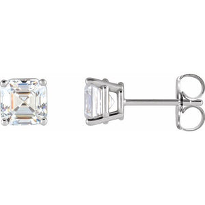 14K White 1/5 CTW Natural Diamond Asscher Cut Earrings