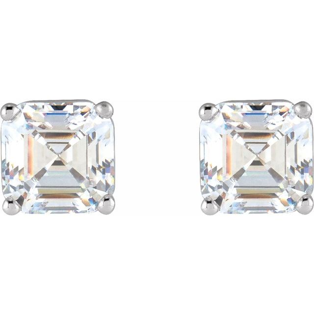 14K White 1/5 CTW Natural Diamond Asscher Cut Earrings