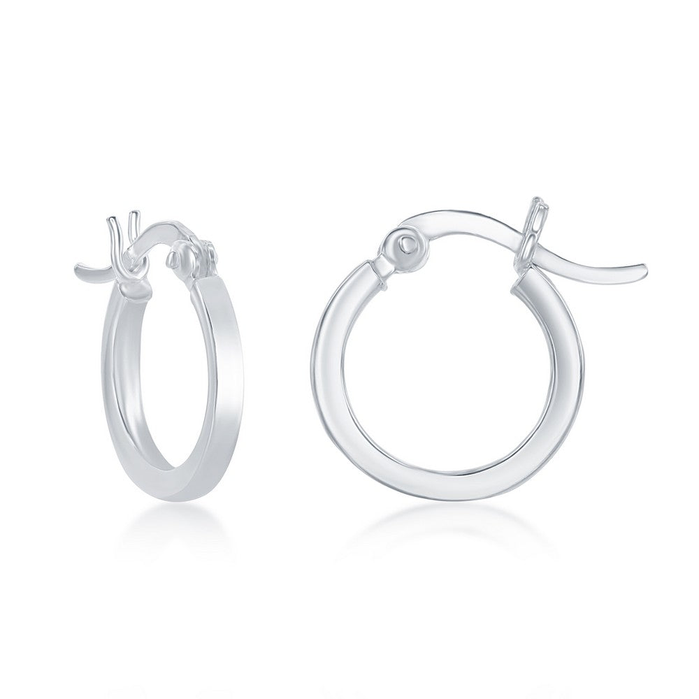 Sterling Silver, 2x20mm Small Square Hoop Earrings