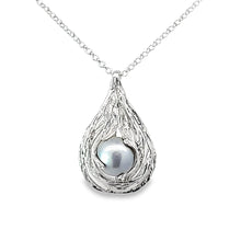 Load image into Gallery viewer, Gray pearl teardrop sterling necklace