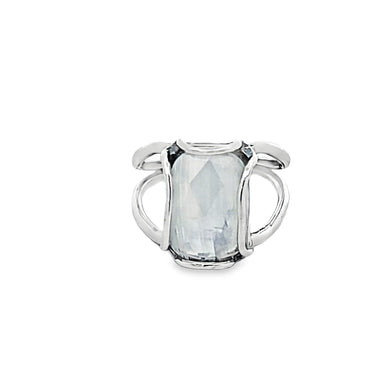 Sterling rectangle rough moonstone ring, size 8