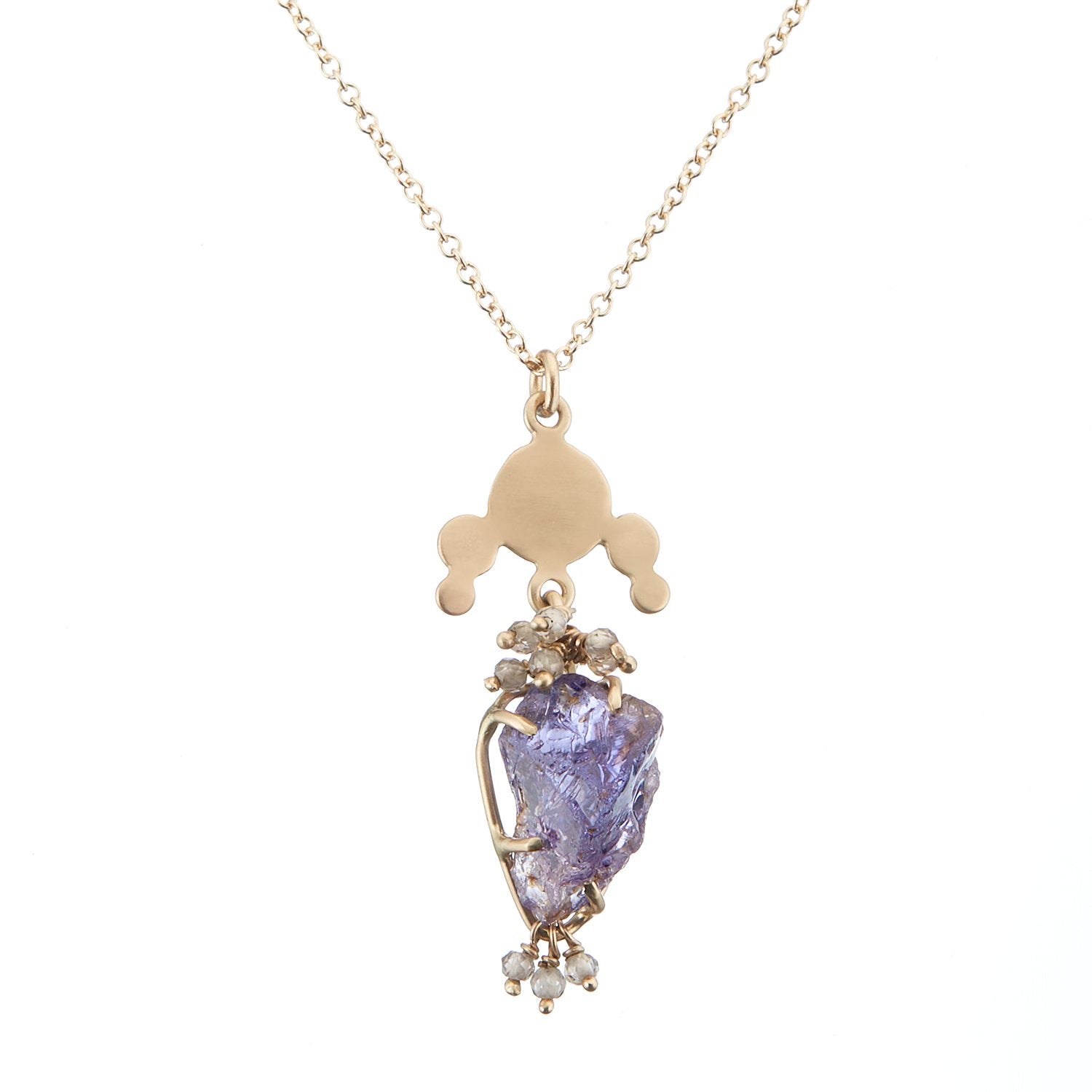 Adelpha Pendant Necklace | 14K Fairmined Gold, Umba Sapphire and Champagne Zircon