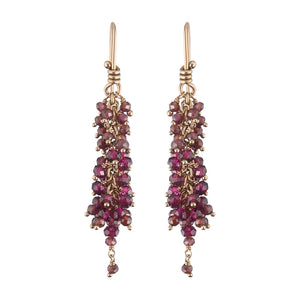 14K Fairmined Gold Rhodolite & Pyrope Garnet Arisa Dangle Earrings