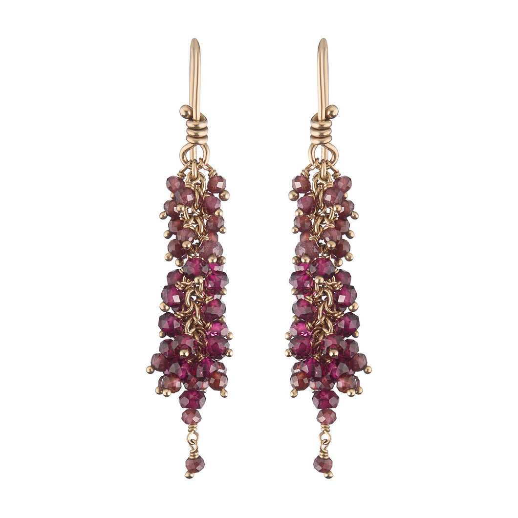 14K Fairmined Gold Rhodolite & Pyrope Garnet Arisa Dangle Earrings