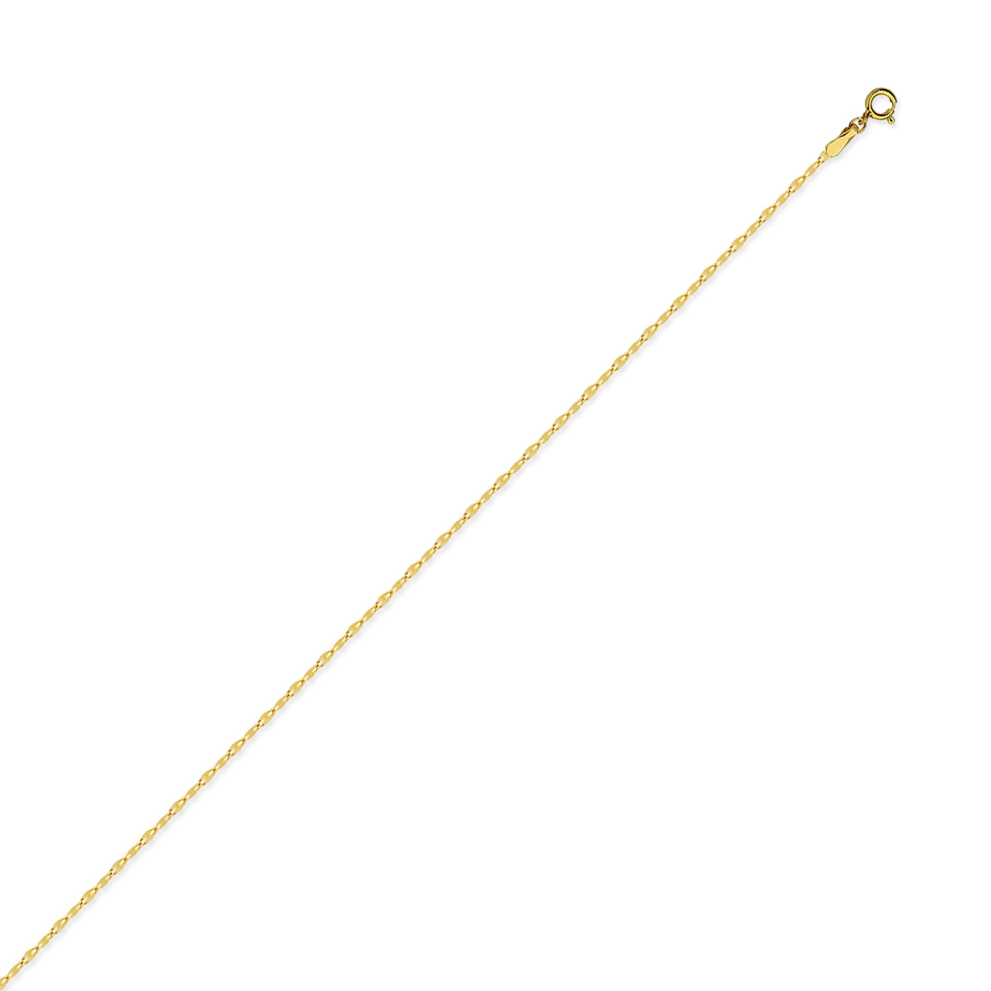 14k Yellow Gold Mirror Chain Anklet - 10