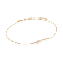 Load image into Gallery viewer, 14kt Gold White Sapphire Curve Bar Bracelet