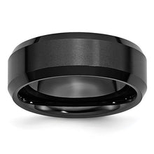 Load image into Gallery viewer, Chisel Ceramic Black Beveled Edge 8mm Brushed and Polished Band
