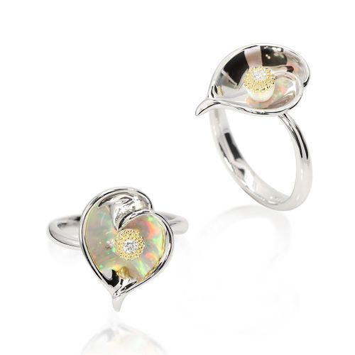Sterling Silver and 14K Calla Lily with Diamond Ring